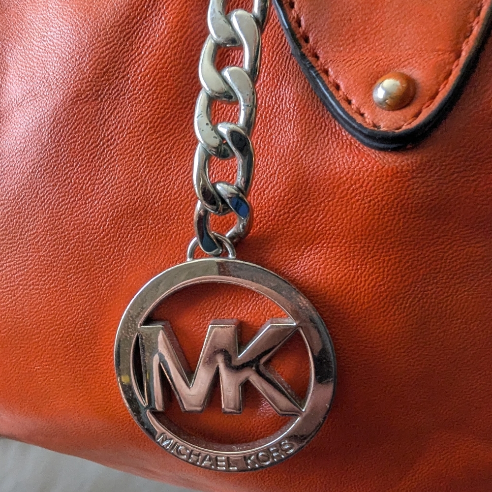 🌼 Michael Kors Orange Leather Satchel - Picture 7 of 13